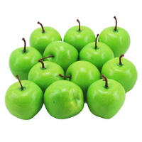 12x Deko Äpfel Ø5cm, h.-grün glänzend mit Draht, künstlich, Früchte !!!