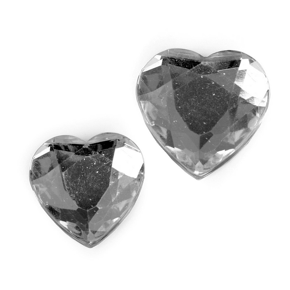 30 St. Herz 2 Größen 10/20 "Acryldiamant", 2,7 u. 2,0cm silber/klar, Streuherzen