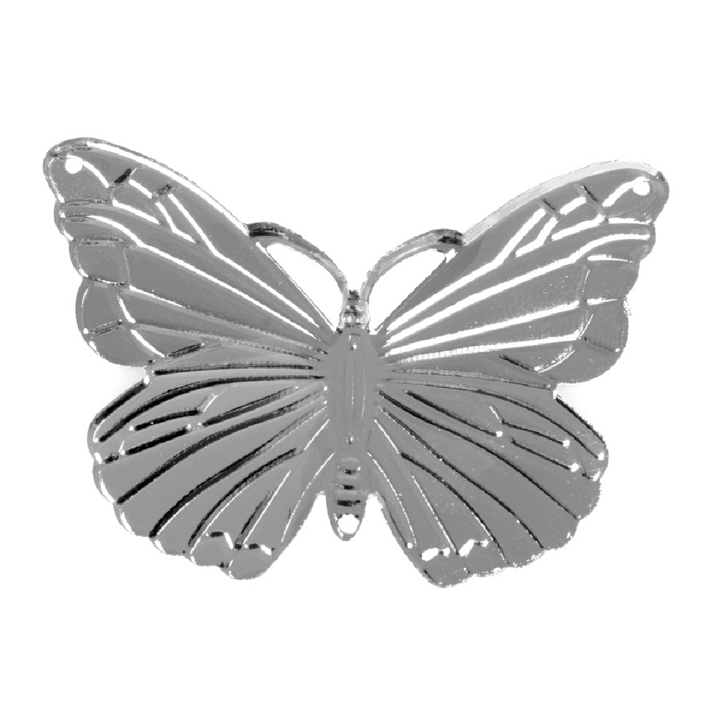 40 St. Schmetterlinge mit Loch "Pure" 4,0x5,0cm silber, Streuartikel, Metall !!