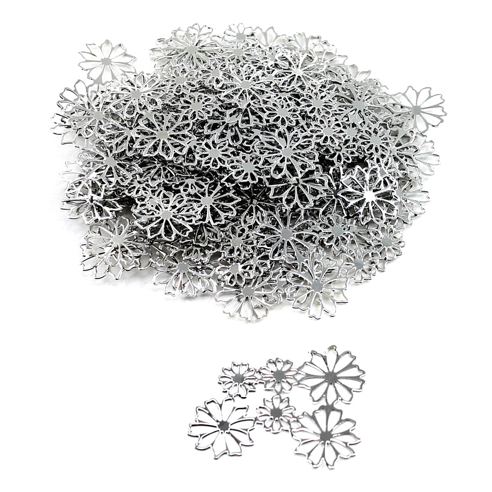 36x Blütenreigen 6teilig filigran "Glanz" 6,7x4,9cm silber, Streuartikel, Metall