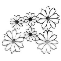 6x Blütenreigen 6teilig filigran "Glanz" 6,7x4,9cm silber, Streuartikel, Metall