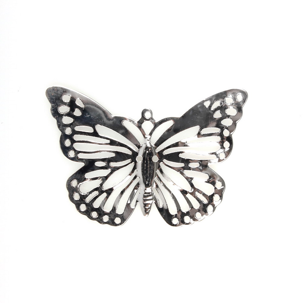 60 St. Schmetterlinge filigran "Pure" 2,7x3,8cm silber, Streuartikel, Metall !!