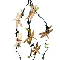 6 Stück Deko- Libellen mit Klammer, 6,5cmx8cm, Kunststoff / beige/braun