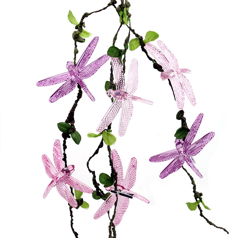 6 Stück Deko- Libellen mit Klammer, 6,5cmx8cm, Kunststoff / rosa/pink/violett
