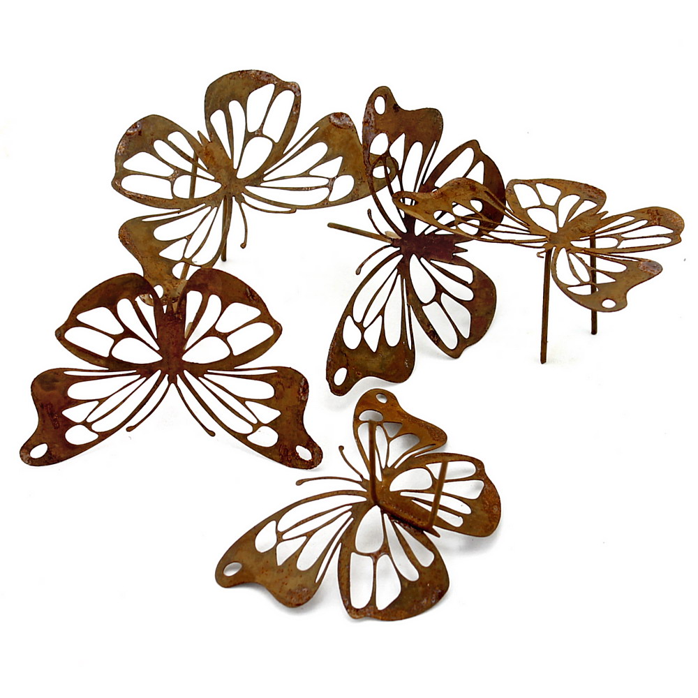 5x Metall- Schmetterlinge, Stecker mit 2 Pin, Rostlook, 10,5 x 8cm !!!