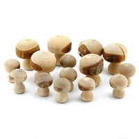 15x Holz- Pilze natur, in 2 Größen, ca. H 3,5cm + 2,7cm, Handarbeit !!