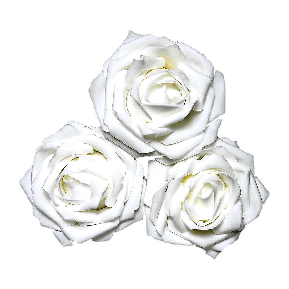 Foam- Rosen, Ø 10cm Super Groß, Schaum- Rose, 3 Stück // 03 weiß