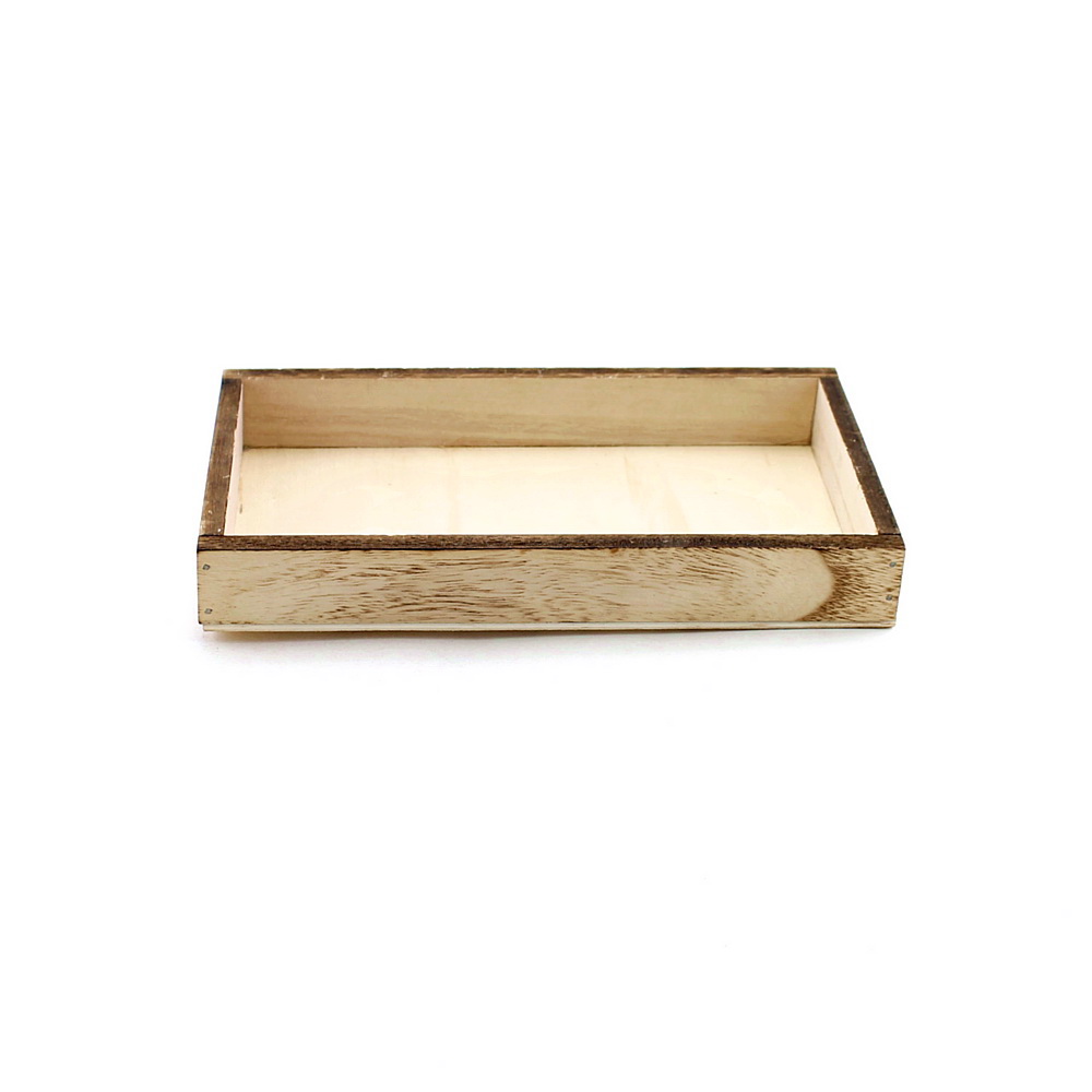 Holz-Tablett rechteckig, braun geflammt, diverse Größen/ klein= 22cm