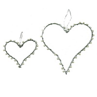 Drahtherzen offen 5cm/ 8cm mit kleinen Perlen, flach, Edel, Hochzeit !