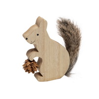 Eichhörnchen aus Holz mit Fell, 11cmx9cm d 1,9cm, natur, Dekofigur !!!