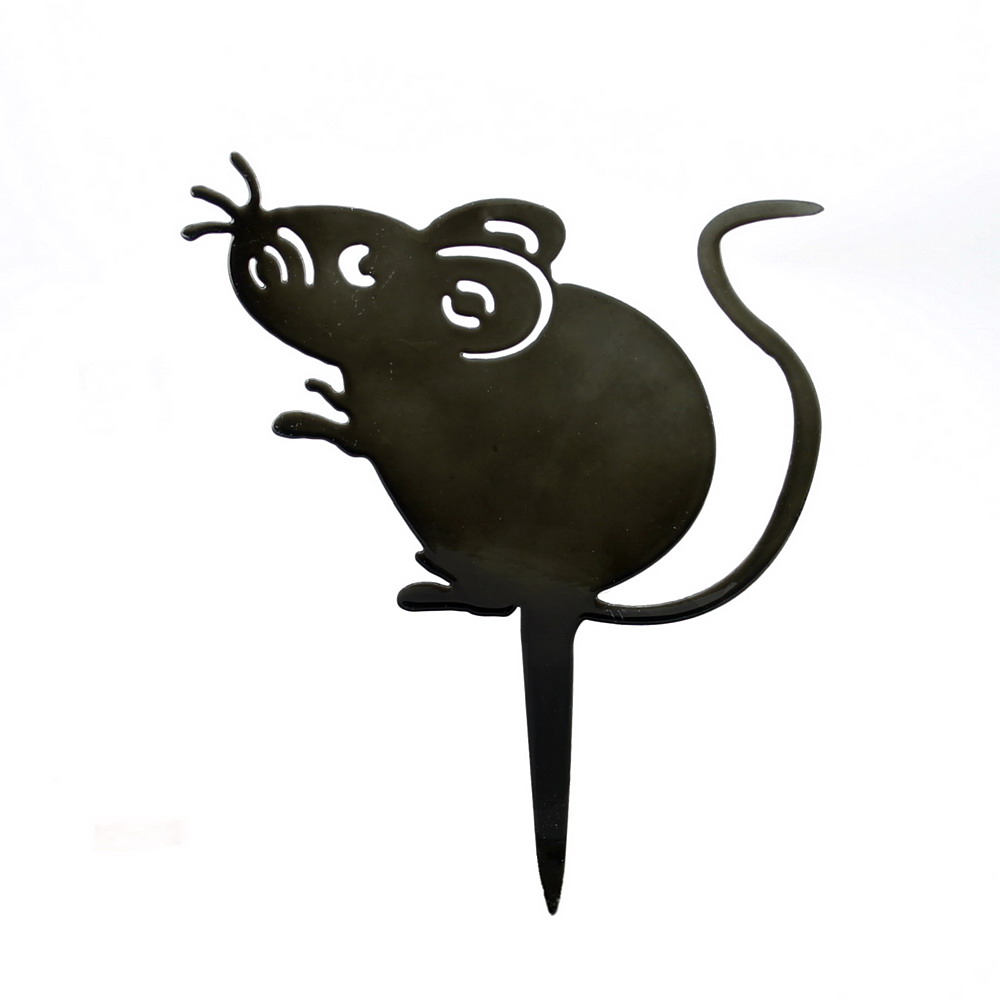 3x Metallstecker Maus, dunkelbraun lackiert, glänzend / groß 22x17cm