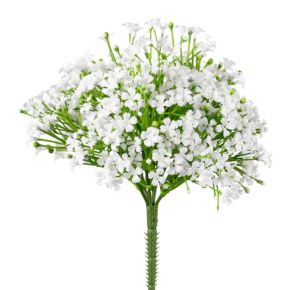 Mini Blütenbusch weiß/grün x7, L 10/23cm, Kunststoff, outdoor !!!
