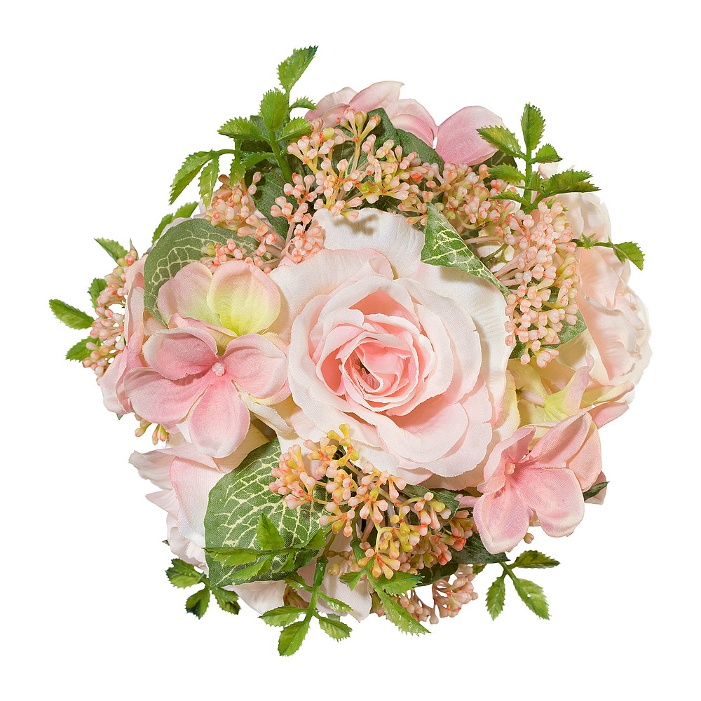 Rosenkugel mit Hortensien gemischt, D 15cm, lachs/rosa/grün !!!