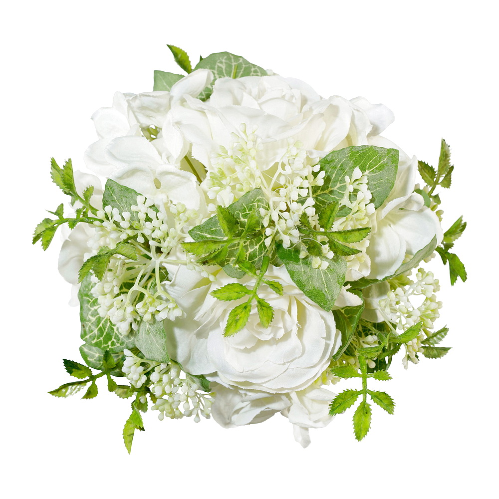Rosenkugel mit Hortensien gemischt, D 15cm, weiß/creme/grün !!!