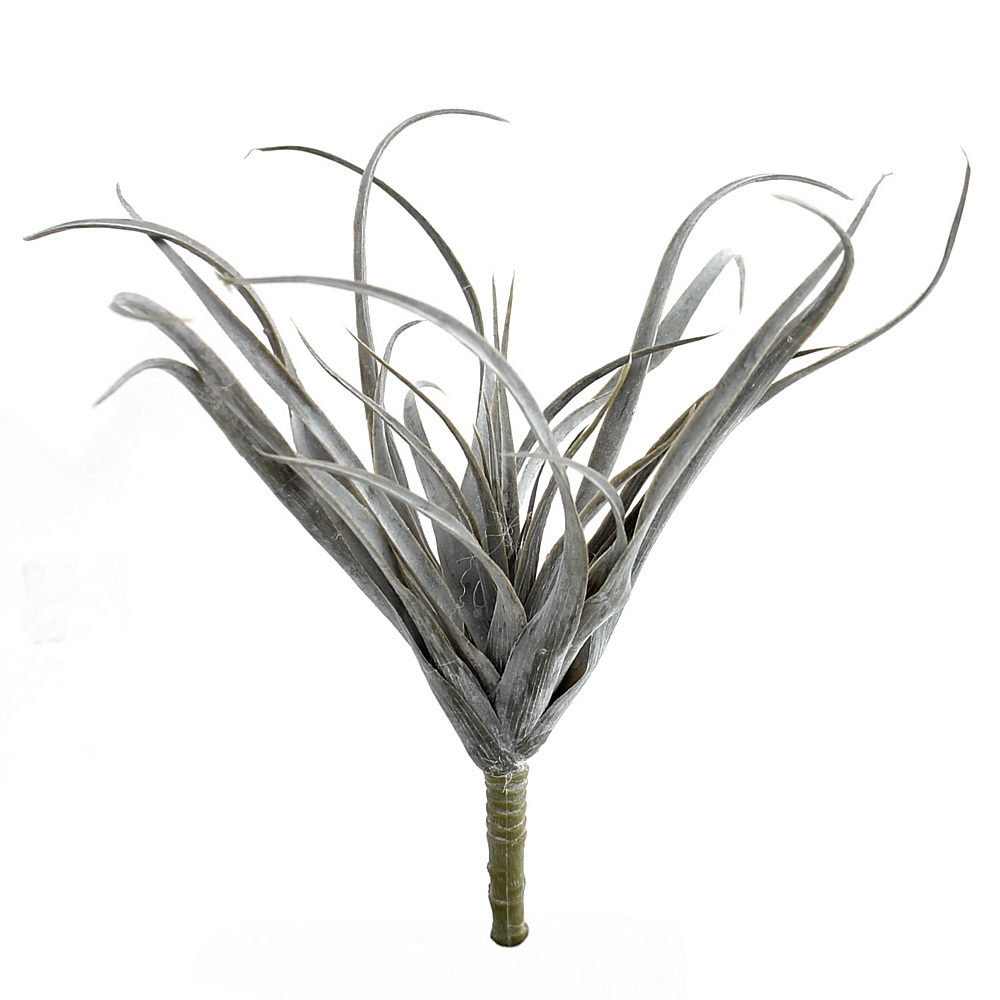 Tillandsia Pflanze, Kunststoff Busch outdoor L25cm komplett / graugrün