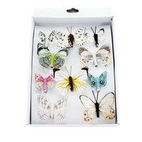 10 Stück Schmetterlinge MIX mit Clip 2 Größen Sortiment Feder, 355 pastell !!!