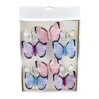 10 St. Schmetterlinge MIX mit Clip 2 Größen Sortiment / 045 blau-rosa