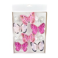 10 St. Schmetterlinge MIX mit Clip 2 Größen Sortiment / 046 pink-rosa