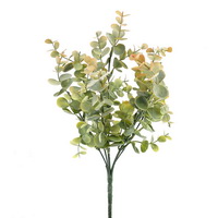 Eukalypthus Busch x7 Triebe, Kunststoff Pflanze/ grün-gelb