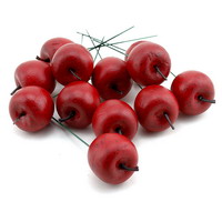 12x Deko Äpfel 3,8cm, d.-rot matt mit Draht, künstlich, Früchte !!!
