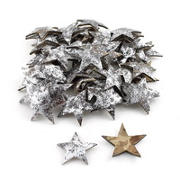 50 Sterne silber aus Hartschale Kokosnuss 5cm, Streusterne Weihnachten