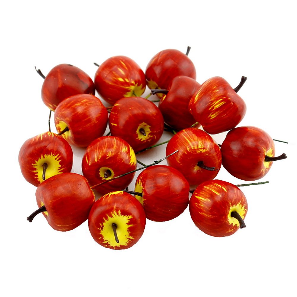 12 x Deko Äpfel klein 3,5cm, rot/gelb glänzend, künstlich, Früchte !!!