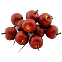 12 x Deko Äpfel klein 3,5cm, d.-rot/gelb matt, künstlich, Früchte