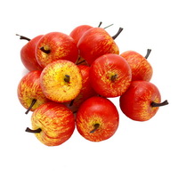 12 x Deko Äpfel klein 3,5cm, gelb/rot/orange matt, künstlich, Früchte
