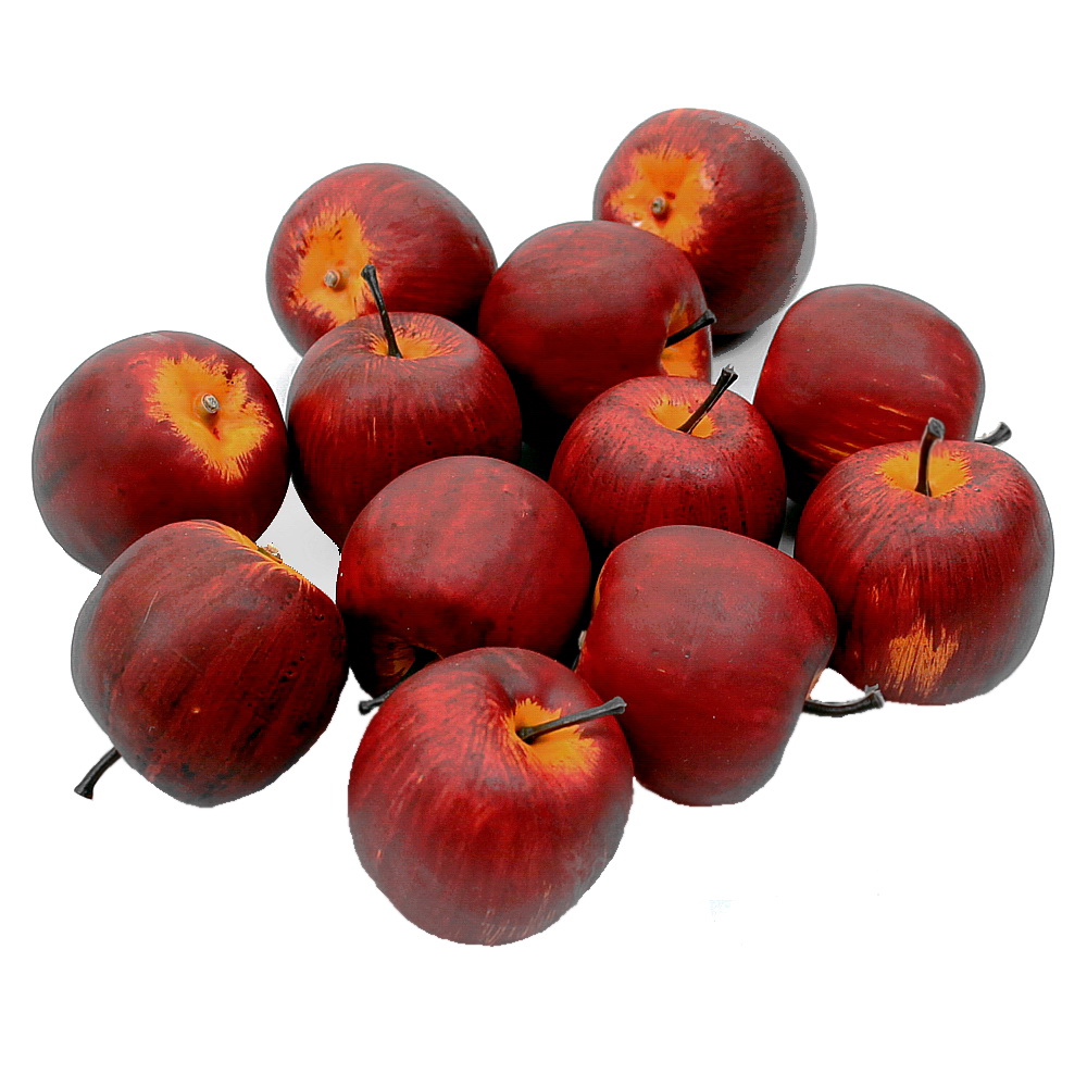12 x Deko Äpfel groß Ø 5,5cm, d.-rot/gelb matt künstlich Apfel Früchte
