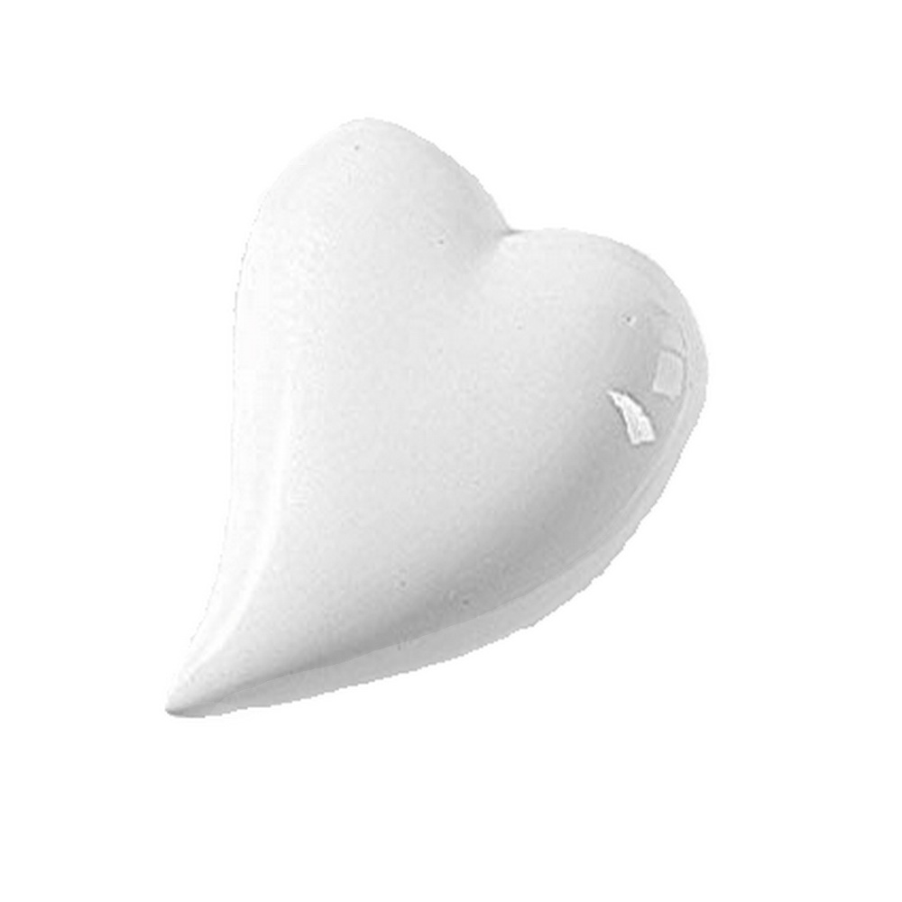 12x Porzellanherzen geschwungen, weiß glänzend L6cm x 5cm Keramik Herz