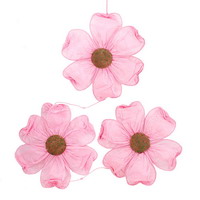 2x Dekohänger Blumen Papier rosa, Ø30cm, komplette Länge ca. 140cm