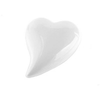 6x Porzellanherzen geschwungen, weiß glänzend L10,5cm x 7,5cm Keramik Herz